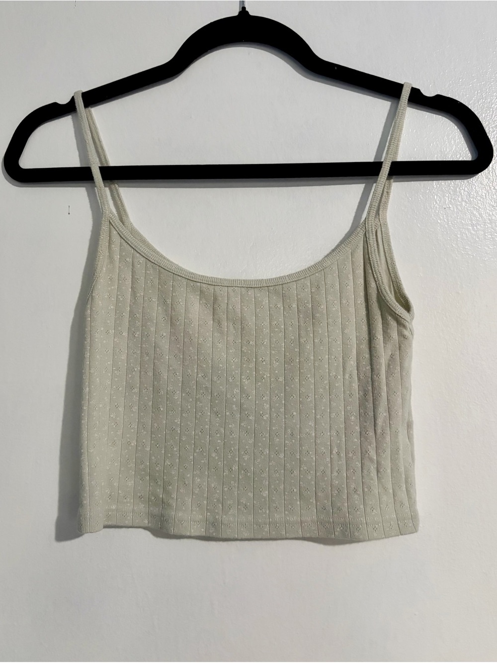 Brandy Melville Cream Ribbed Cropped Cami with Slim Straps